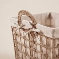 Корзина для хранения SL Home, ручное плетение, с ручками, квадратная, джут, 39×39×41,5 см