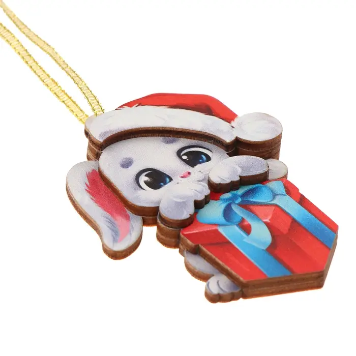 Ёлочная игрушка - подвеска деревянная сборная «Новый год! Зайчик» Ёлочная игрушка - подвеска деревянная сборная «Новый год! Зайчик»