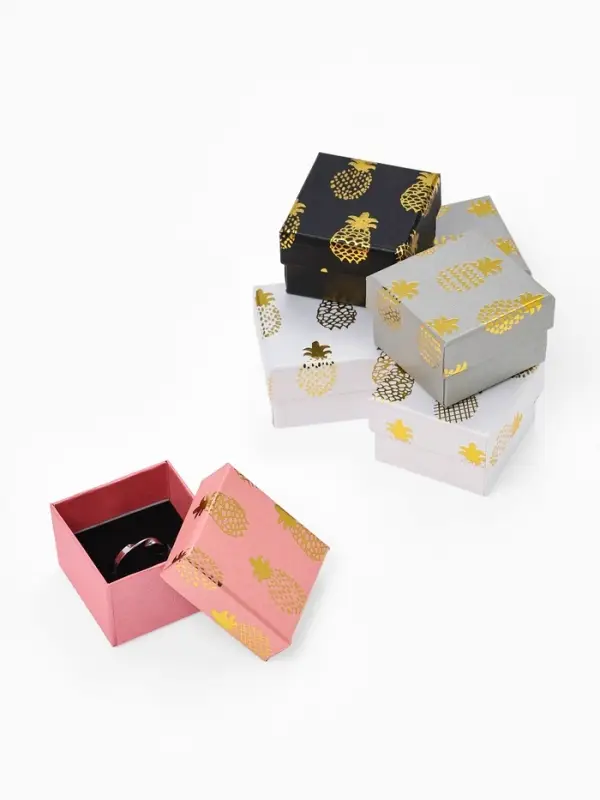Коробочка подарочная под кольцо, серьги &laquo;Ананасы&raquo;, 5&times;5 см, (размер полезной части 4.5&times;4.5 см), МИКС