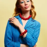 Колье на цепочке &laquo;Вишня&raquo;, L=40 см, красное в золоте