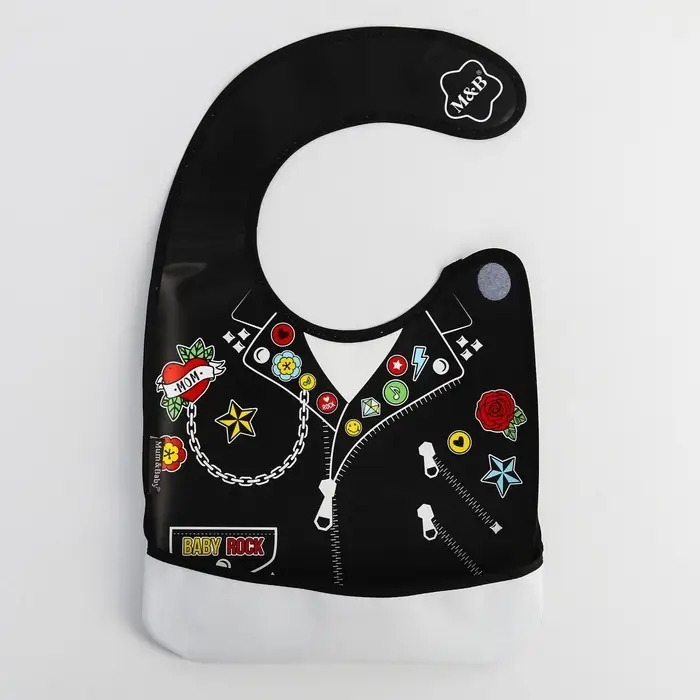 Нагрудник для кормления M&B &laquo;Rock star&raquo; непромокаемый на липучке, с карманом