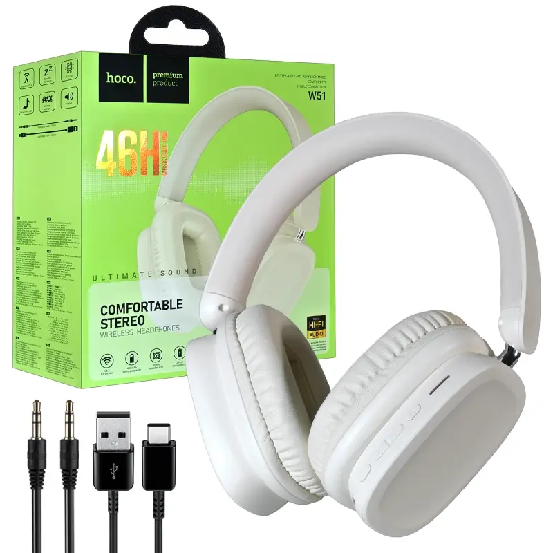 Наушники W51 Wireless Headphones HOCO бежевые Наушники W51 Wireless Headphones HOCO бежевые