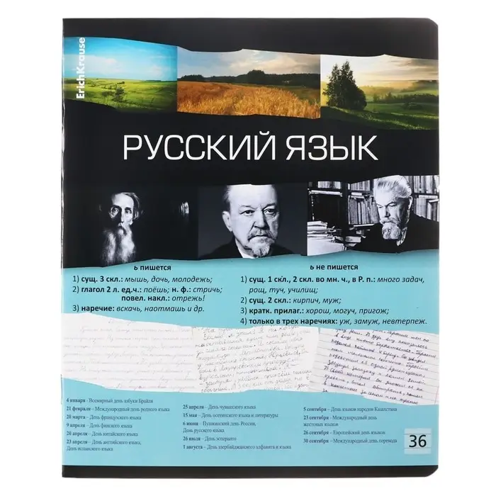 Предметная тетрадь по русскому языку ErichKrause. Timeline, 36 листов, в линейку, со справочным материалом, обложка из мелованного картона