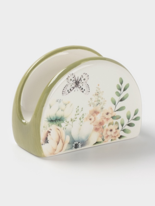 Салфетница Доляна "Цветы" цвет белый  9,5х4,3х7см