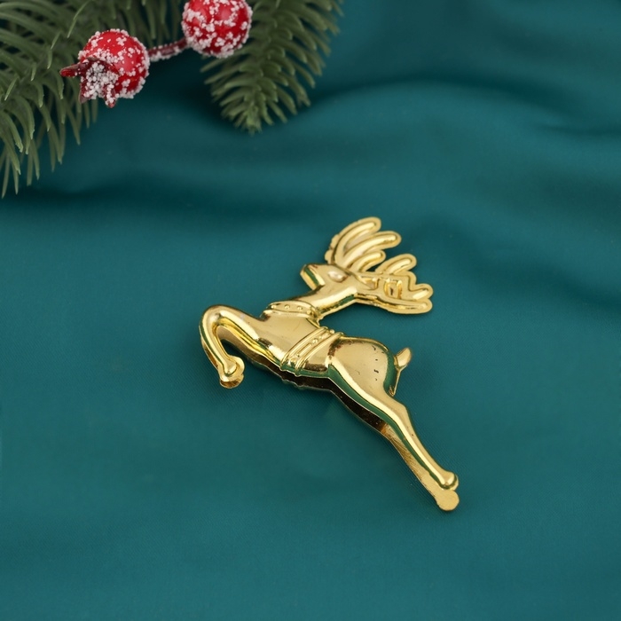 Украшение ёлочное Украшение ёлочное "Бегущий олень" (набор 4 шт) 5х7 см, золото