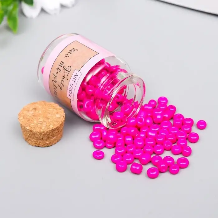 Бисер круглый 6/0 в бутылочке  Бисер круглый 6/0 в бутылочке "Розовая фуксия" 20 гр