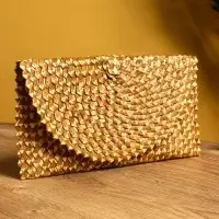 Сумка клатч плетёная из пальмового листа, 28×16×2 см, золотистая Сумка клатч плетёная из пальмового листа, 28×16×2 см, золотистая