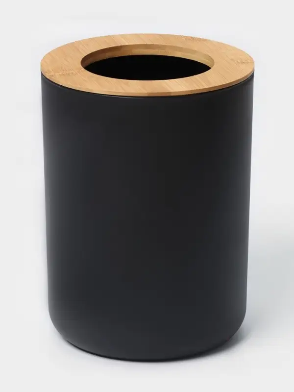 Аксессуары для ванной комнаты SAVANNA &laquo;Вуди&raquo;, 6 предметов, мыльница, дозатор, 2 стакана, ёршик, ведро, чёрные