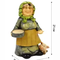Садовая фигура из полистоуна &laquo;Бабушка с поросенком&raquo;, 12&times;11&times;21 см