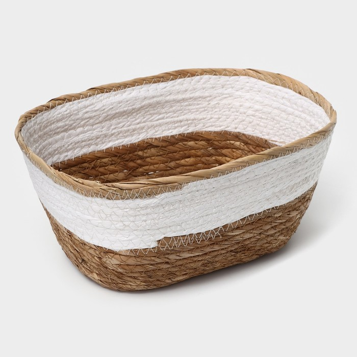 Корзина для хранения плетёная ручной работы LaDо́m «Лео», 28×17,5×11,5 см, цвет белый Корзина для хранения плетёная ручной работы LaDо́m «Лео», 28×17,5×11,5 см, цвет белый