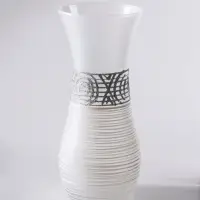 Ваза &laquo;Эридан. Белоснежный узор&raquo;, волна, h=26 см, стекло, белая
