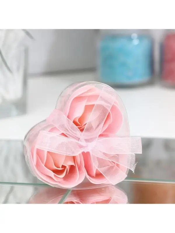 Мыльные розочки, розовые, набор 3 шт., в коробке