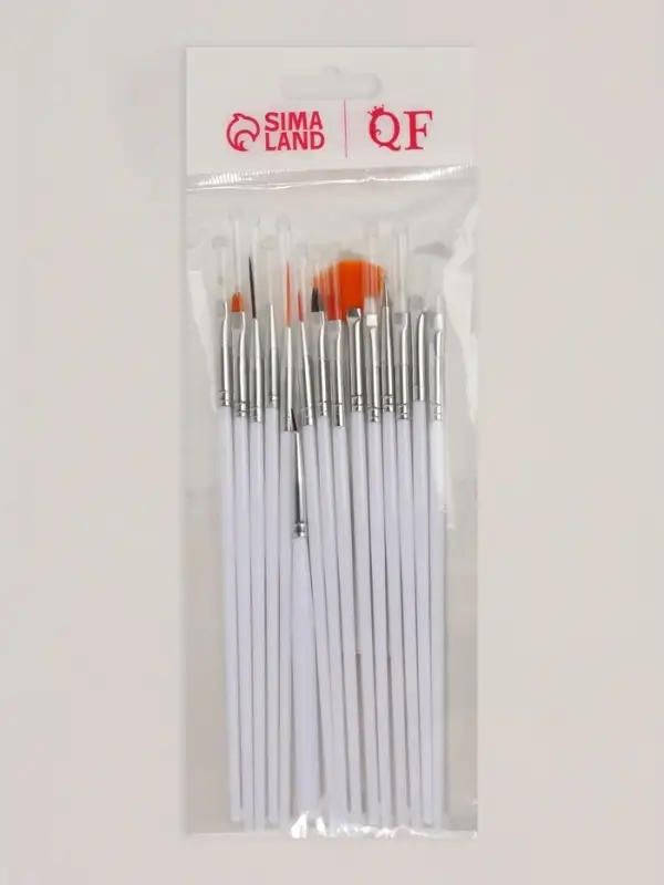 Набор кистей для наращивания и дизайна ногтей, 15 шт., белый