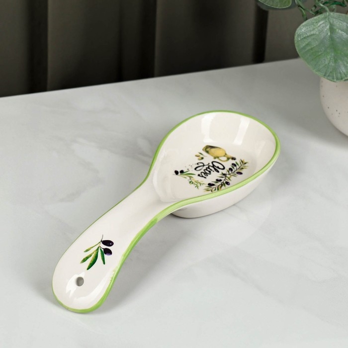 Подставка керамическая под ложку Доляна «Олива», 21,5×7,5 см Подставка керамическая под ложку Доляна «Олива», 21,5×7,5 см