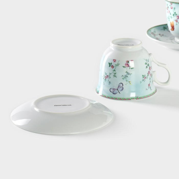 Набор чайный керамический Доляна «Пелагея», 4 предмета: 2 чашки 220 мл, 2 блюдца d=14 см Набор чайный керамический Доляна «Пелагея», 4 предмета: 2 чашки 220 мл, 2 блюдца d=14 см