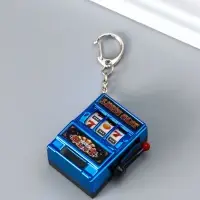 Брелок пластик "Игровой автомат - казино" синий 2,7х3,4х5 см