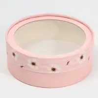 Коробка для макарун, кондитерская упаковка тубус с окном, &laquo;Цветы&raquo; 16&times;16&times;5 см