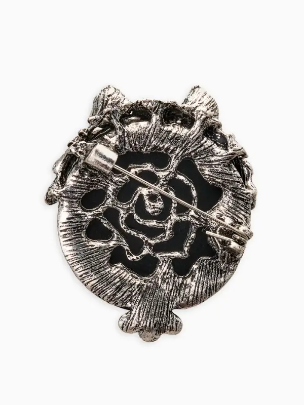 Брошь "Галлиотис" сова, цвет зелёный в чернёном серебре