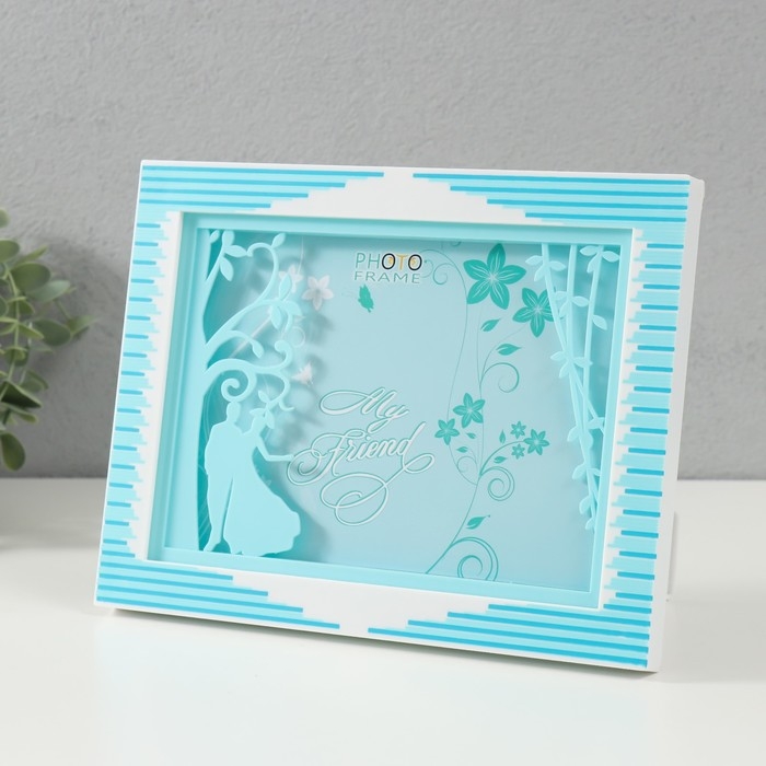 Фоторамка пластик 13х18 см  Фоторамка пластик 13х18 см "Прогулка по парку" голубая 23х2х18 см