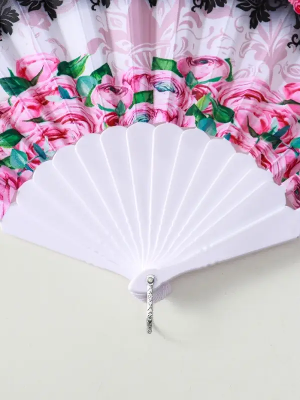 Веер пластик, текстиль Веер пластик, текстиль "Цветочный" МИКС широкие лопасти 23 см