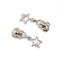 Бегунок для металлической молнии, №5, &laquo;Звёзды&raquo;, 10 шт., цвет никель
