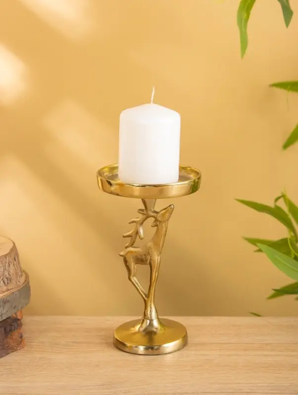 Подсвечник "Олененок" 10х10х17 см, алюминий, золотой