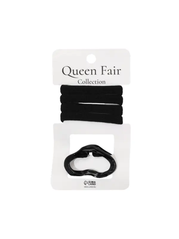 Набор для волос QF &laquo;Вивьен&raquo;, 4 резинки 5.5 см, краб 4.5 см, волна, чёрный