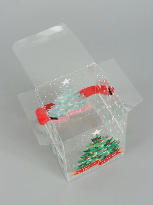 Коробка подарочная, складная из PVC &laquo;Новогодняя елочка&raquo;, 12&times;15&times;12 см