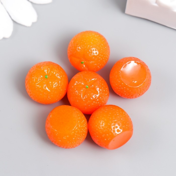 Декор для творчества акрил Декор для творчества акрил "Апельсин" набор 6 шт оранжевый 1,5х1,5х1,6 см