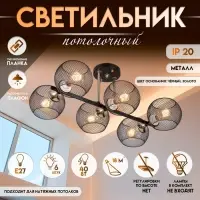 Светильник потолочный BayerLux &laquo;Эстэт&raquo;, люстра 6хЕ27, 40 Вт, чёрный, 58&times;36&times;23.5 см