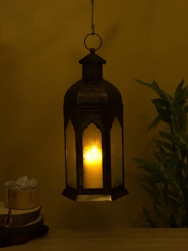 Подсвечник фонарь "Золотой шатёр" железо 20х20х42 см