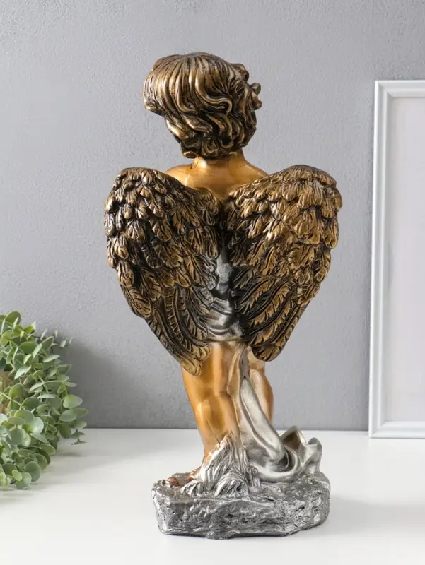 Фигура "Ангел с корзиной" бронза, 47х25х23 см