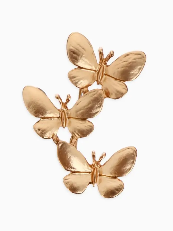 Брошь &laquo;Бабочки&raquo;, трио, цвет матовое золото