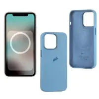 Чехол iPh 13 Pro Silicon Case 100% ORG Blue Fog (MagSafe + анимация NFC) c LOGO
