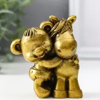 Фигура «Мишка с лошадкой», 8.5×7×6 см, золото