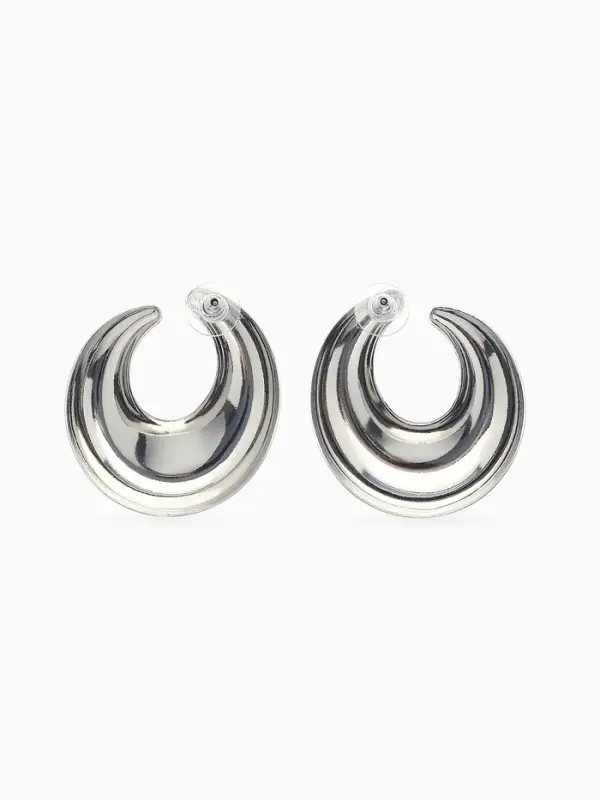 Серьги металл &laquo;Кольца&raquo;, полумесяц, цвет серебро