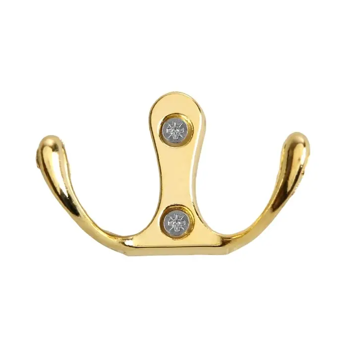 Крючок мебельный ТУНДРА TKd=005, двухрожковый, золото, 5 шт. Крючок мебельный ТУНДРА TKd=005, двухрожковый, золото, 5 шт.