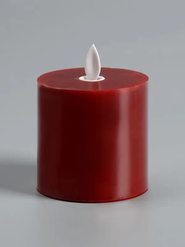 Светодиодная свеча восковая &laquo;Глубокий красный&raquo;, 10&times;7 см, от батареек АААx3, свечение тёплое белое