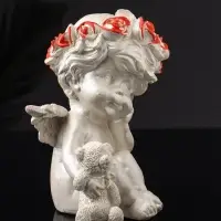 Фигурка гипс &laquo;Ангел с мишкой большой&raquo;, 13&times;8&times;7 см, перламутр