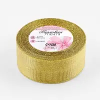 Лента парчовая, 40 мм, 23&plusmn;1 м, цвет золотой