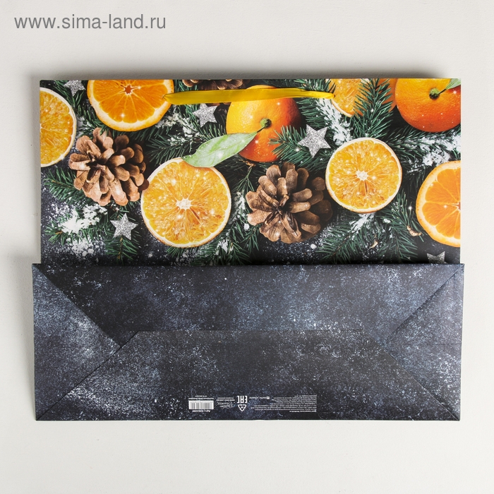 Пакет подарочный новогодний ламинированный «Мандарины», XL 49 х 40 х 19 см, Новый год Пакет подарочный новогодний ламинированный «Мандарины», XL 49 х 40 х 19 см, Новый год