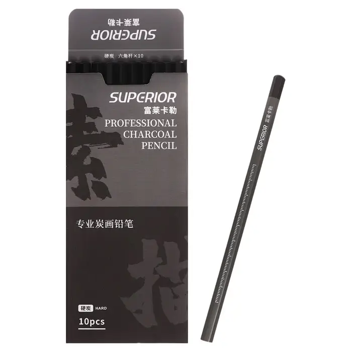 Карандаш угольный чёрный, Hard, корпус серый Карандаш угольный чёрный, Hard, корпус серый