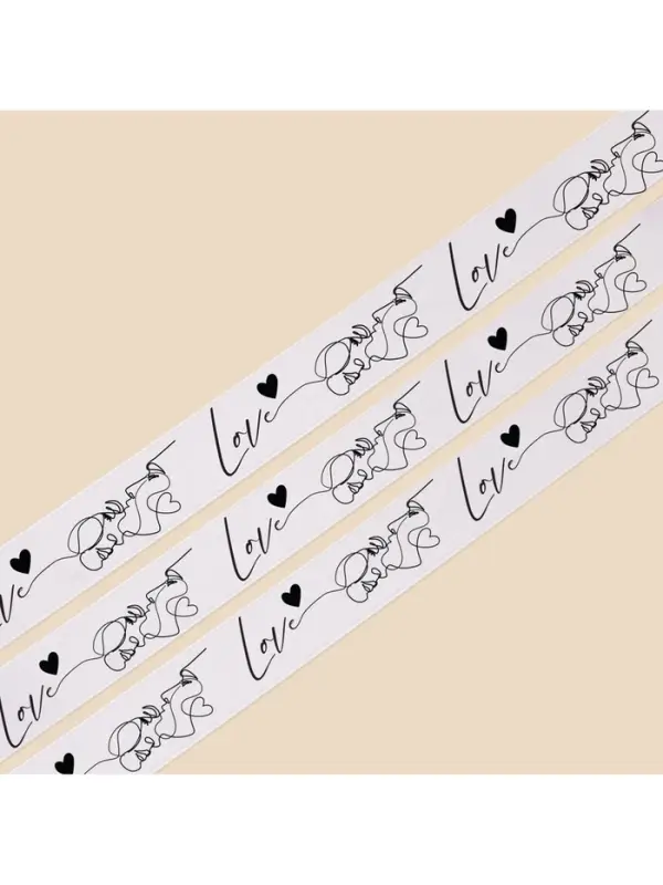 Лента атласная, подарочная упаковка, Love, белая, 2 см &times; 22.5 м