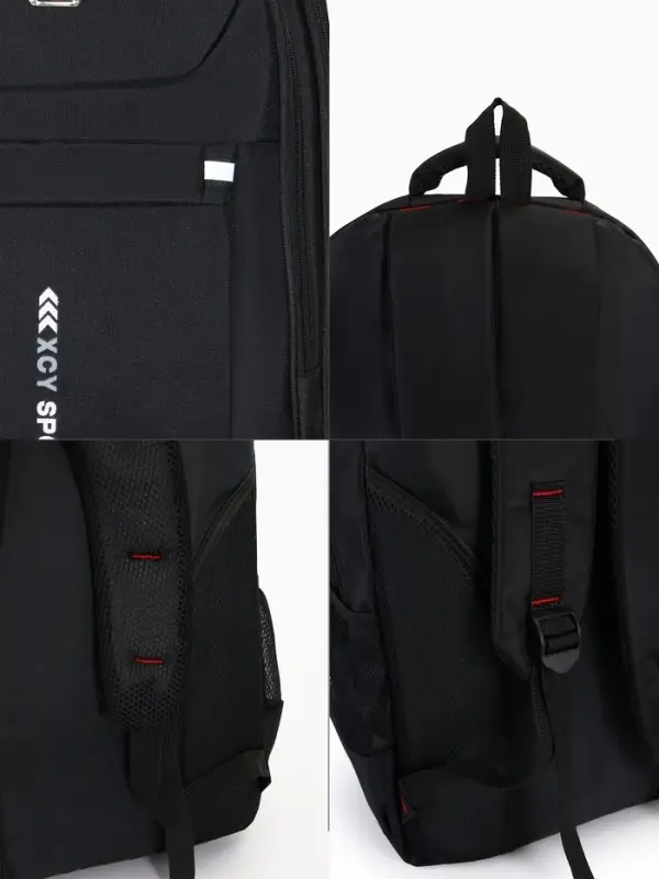 Рюкзак &laquo;СПОРТ&raquo;, со светоотражающими элементами, 37&times;17&times;54 см, 2 отдела, 3 кармана, чёрный