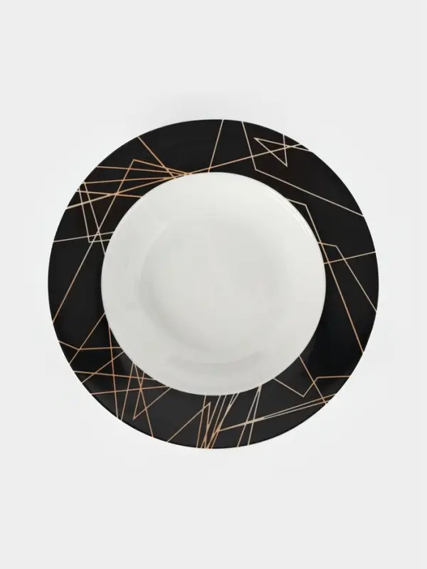 Тарелка глубокая Доляна &laquo;Кассиопея&raquo;, 300 мл, d=21 см, керамика, белая, чёрная