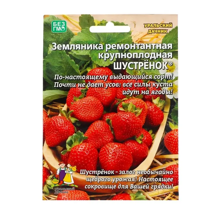 Семена Земляника &laquo;Шустрёнок&raquo;, 10 шт., ремонтантная, крупноплодная, &laquo;Уральский дачник&raquo;