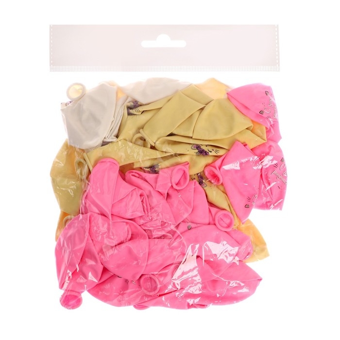 Воздушный шар латексный 12 Воздушный шар латексный 12" «C Днём Рождения», котёнок, 50 шт.