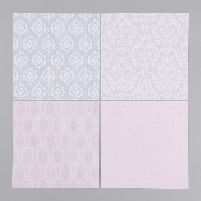 Набор бумаги для скрапбукинга 12 листов 12 дизайнов Набор бумаги для скрапбукинга 12 листов 12 дизайнов "Дамаск" 160 гр 15,2х15,2 см