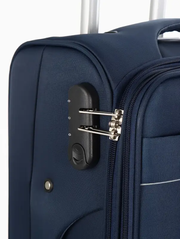 Чемодан на колёсах TEXTURA, кодовый замок, с увеличением, 36&times;25&times;58 см, 20", синий