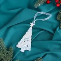 Ёлочная игрушка &laquo;Зимнее волшебство. Ёлка нарядная блестящая&raquo;, 7&times;14 см, белый